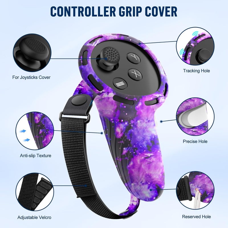 ms cleo Silicone Cover Set Compatible with Meta/Oculus Quest 3s Accessories, Silicone Face Cover, Controller Grip Cover, Camera Lens Protector, VR Shell Cover, Protective Lens Cover, Not Fit Quest 3 - Image 3